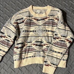 Womens Patterned Sweater - Cream and Gray lucky brand